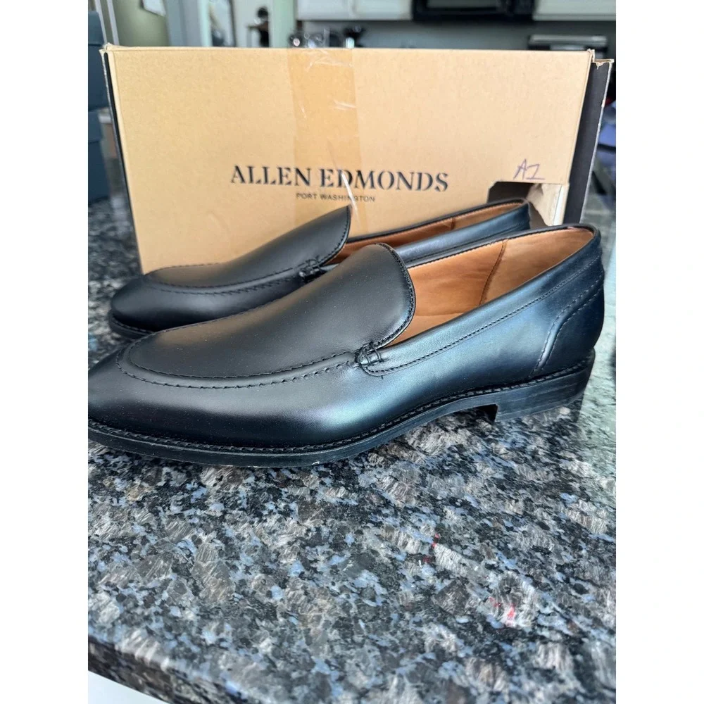 Allen‎ Edmonds Randolph Venetian Loafers Mens 11 D Black Leather Slip On 7424